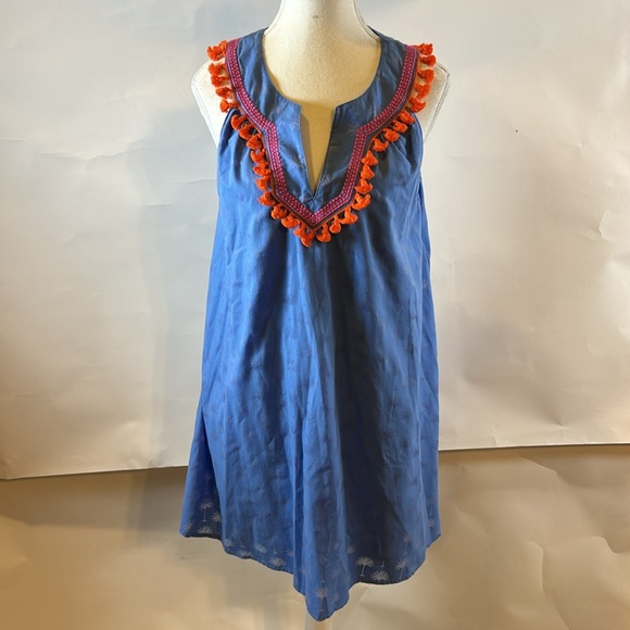Vineyard Vines | Sunset Palm Tassel Dress in Burn Out Breaker Blue | Small - Picture 3 of 15